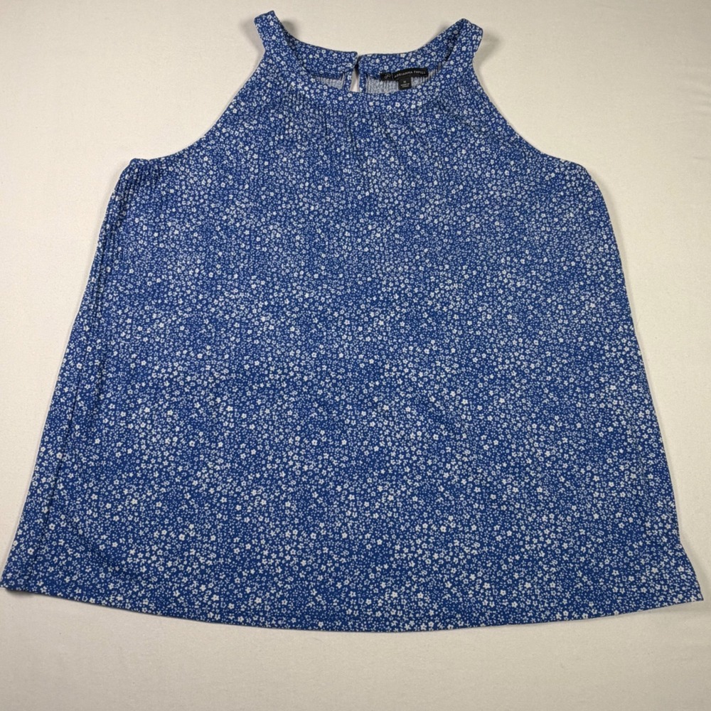 Adrianna Papell Tank Top Floral Ditsy Pleated Halter Romantic Cottagecore Boho